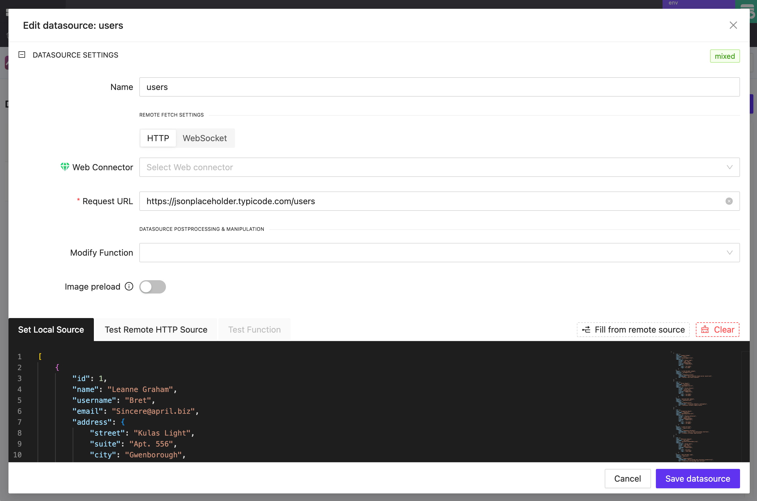 JSON & API Datasource Support